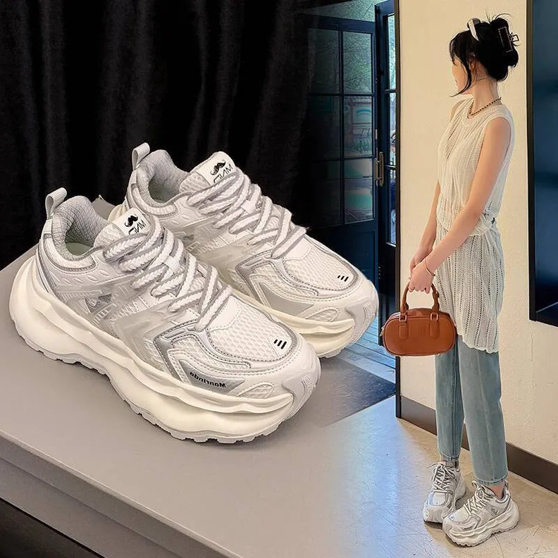 Mirinda Four Seasons Thick-Soled Height-Increasing Shock-Absorbing Dad Shoes for Men and Women Lightweight Comfortable Casual Trendy Versatile Shoes