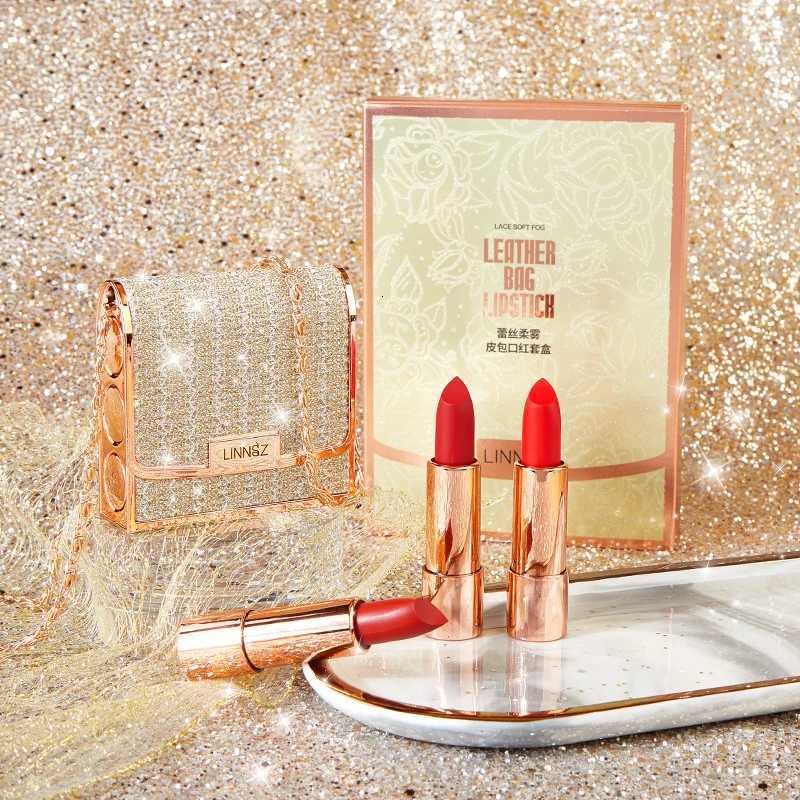 3pcs Velvet Matte Backpack Lipstick SetLip Stick Gift Box Set NonStick Cup Long Lasting Retractable Red Lip Balm Lip Makeup W251027