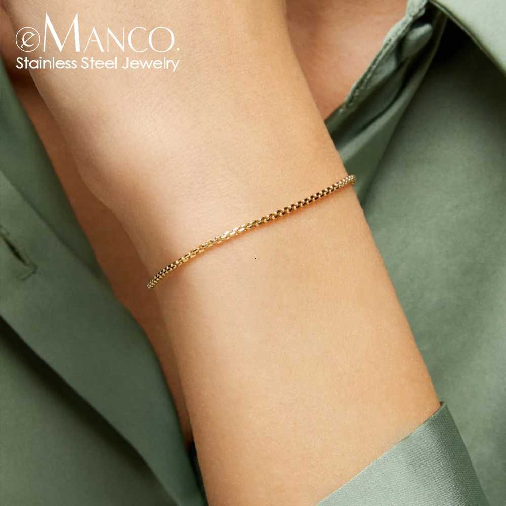anco 2MM Stainss Steel Box Chain Bracet For Wen Gold Color Bracet Charm Friendship Bracet Ladies Jewelry GiftsW251027