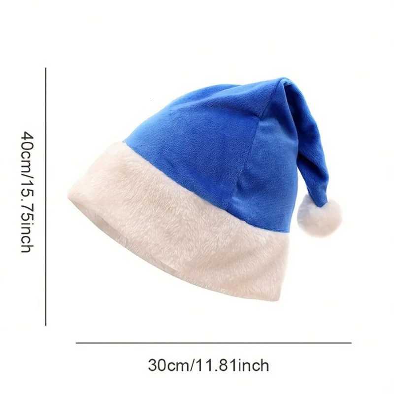 Blue Velvet Christmas Hat for Adults Festive Holiday Party Accessory Comfortable Stylish New Year Celebration ItemW251027