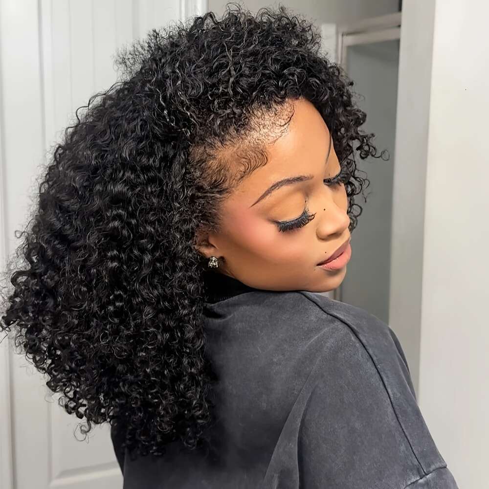 1Pc Soft Black Kinky Short Bob - Heat Resistant Up To 356°F, Natural Look Glueless With Preplucked Hairline, 180% High Density Voluminous Curly Wig Fo