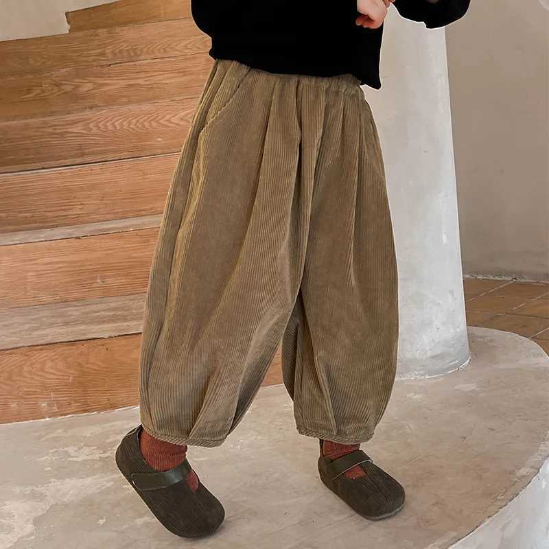 2025 New Childrens Corduroy Pants AutumnWinter Boys Corduroy Trousers 27T Girls Baby Elastic Waist Warm Harem PantsT251027