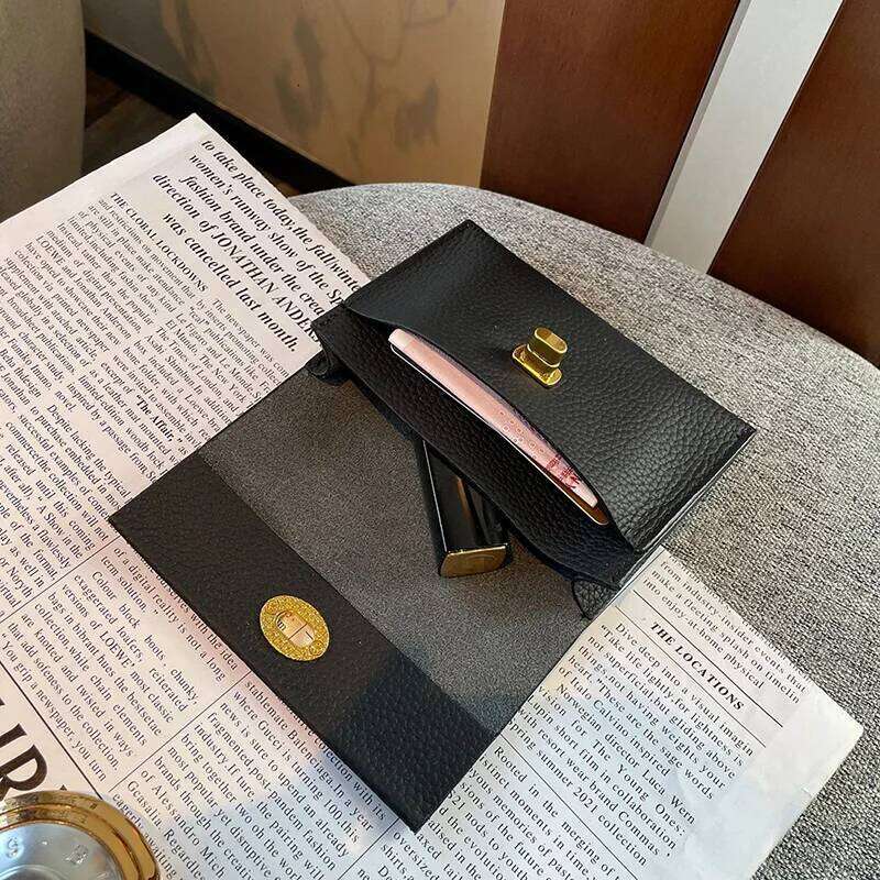 Designer Bag Short Women wallet Genuine Leather Flap Coin Purse Soft Cowhide Card Holders Lock Wallet For Lipstick Mirror Lightweight Photo & ID Holde