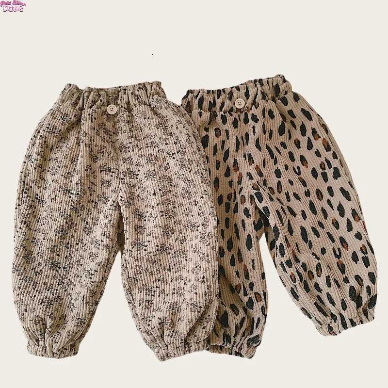 Toddler Kids Corduroy Pants Fleece Lined Leopard Floral Harem Trousers Warm Casual Pants for 18 Y Boys Junior Girls ClothingT251027