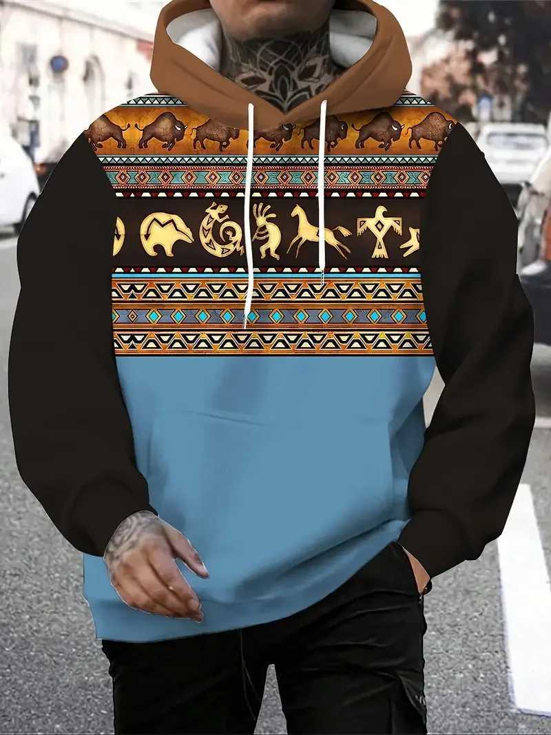 Mens Retro Ethnic Style 3D Print Hoodies Unisex Sweatshirts AutumnWinter Men Women Loose Casual Tracksuit Outdoor Y2k Pullover W251027