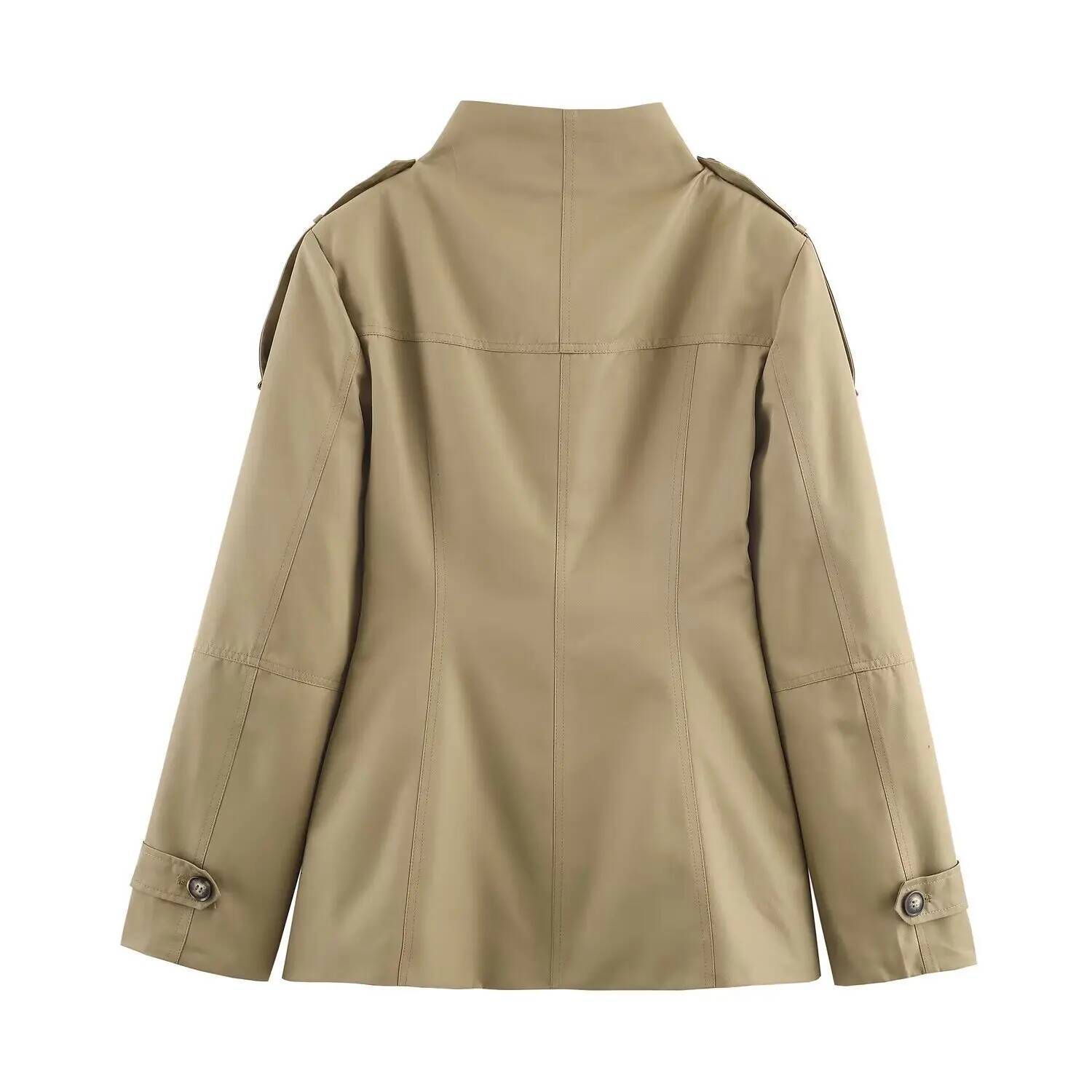 winter jacket women BSAY stand collar workwear style multi pocket jacket 2025 autumn new France Shoulder strap coats chic ladies tops mujer