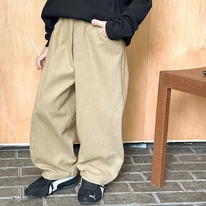 Girl Pants 2025 Autumn New Childrens Clothing Korean Style Girl Baby Fashion Design Sense Solid Color Straight Leg PantsT251027