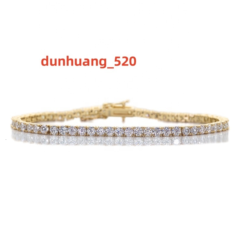 GoldPlated 925 Sterling Silver VVS Real Moissanite Tennis Bracelet Trendy Style for Gifts and Parties Comes with Certificate