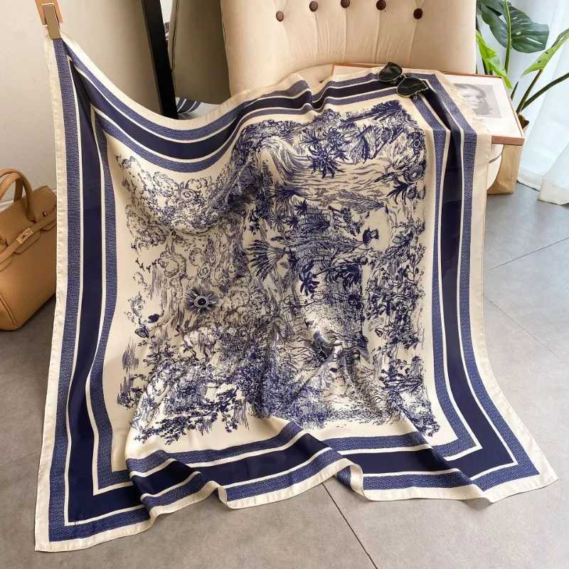 1pcs 70cm Plantprinted Silk Scarf Wen Simated Silk Egant and Versati wear Bag Clothing and Accories Square ScarfW251027