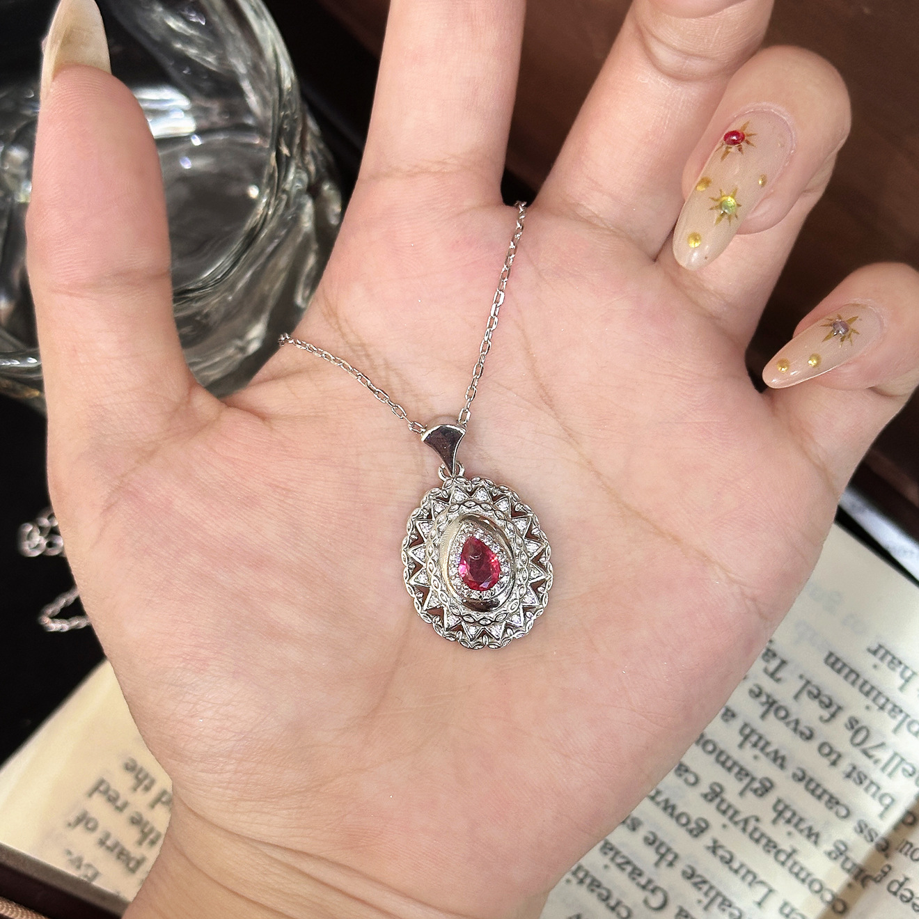 TaiYang New Gold Plated Copper French Vintage Sunflower Teardrop Pendant Necklace, Artisan Craftsmanship Chain for Women