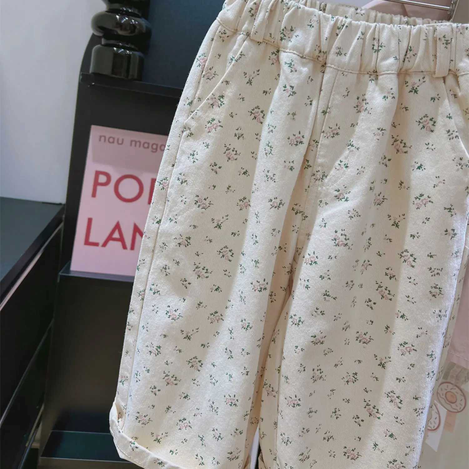 Baby Girls Pants Floral Loose Casual Fashion Straight 2024 Autumn New Pastoral Style Childrens PantsT251027