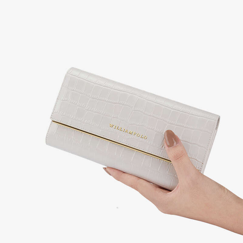 Women's Long Style Top Layer Cowhide Crocodile Pattern High-End Wallet Clutch for Women