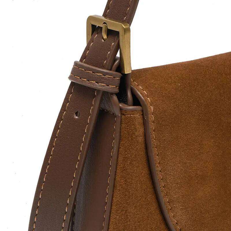 Designer Women's New Nubuck Cowhide Shoulder Saddle Bag High Quality Cow Leather Women Crossbody Bags Female Handbag