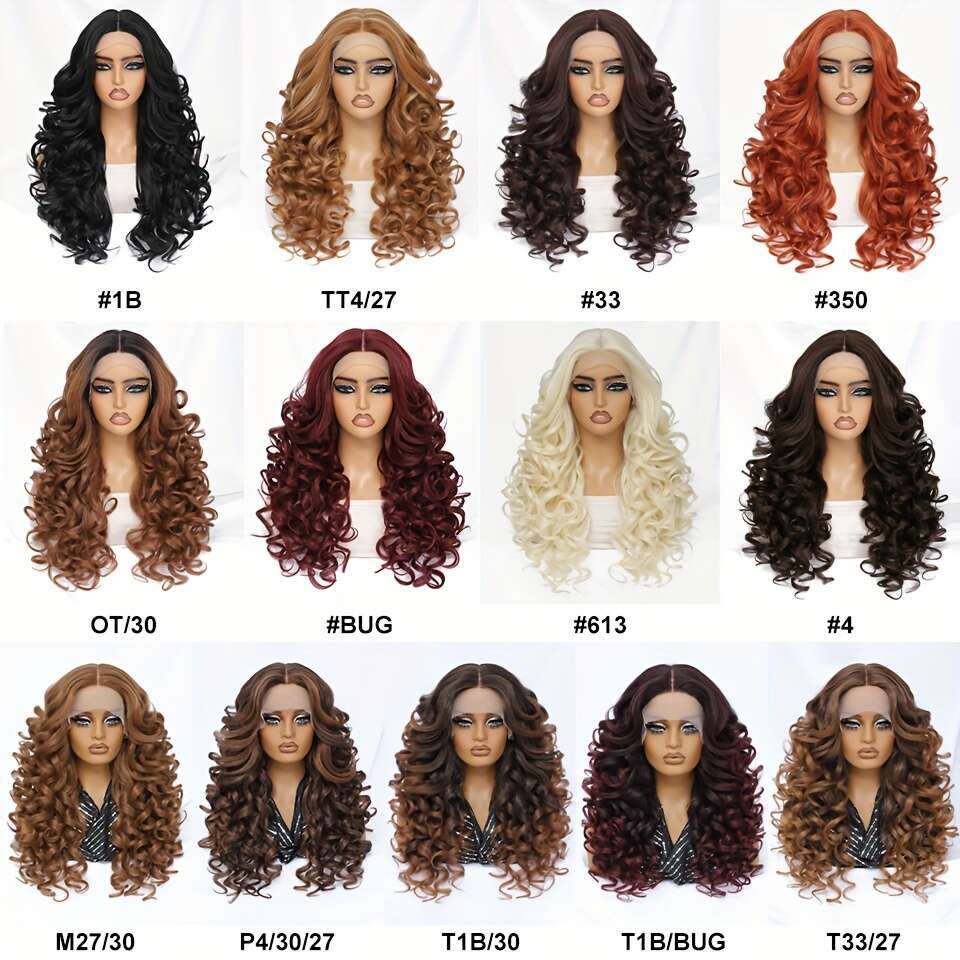 Chic Afro Curly Front Wig Women - Glueless, Heat Resistant Synthetic Hair In Black, Brown, Blonde Orange 13X4x1 T-Part Lace | Perfect For Daily Wear &