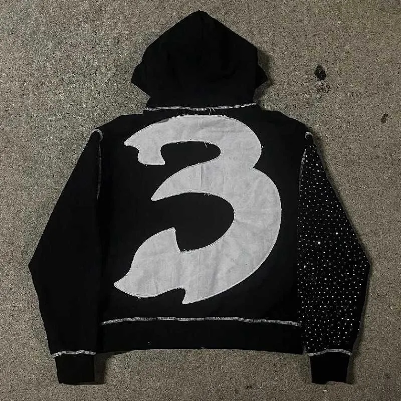 Men's Hoodies Flash Dia Hoodie With Zipper Embroidery, Antique Textured Screen Printing, Street Style Jacket, Men's Designer Hoodie Jacket T