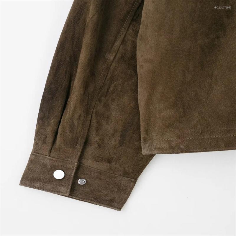 Women's Jackets Autumn Clothing European And American Lapel Long Sleeved Suede Anti Leather Pilot Jacket