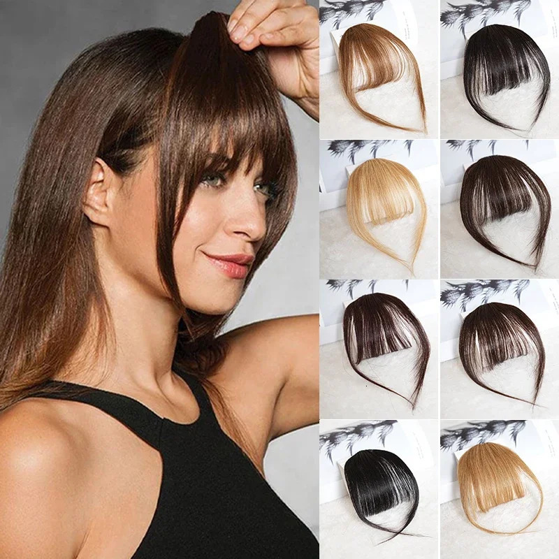 Invisible Air Bangs 100 Human Hair ClipIn Extension Front Fringes Hair Pieces Air Bangs Styling Accessorie for Women 251014