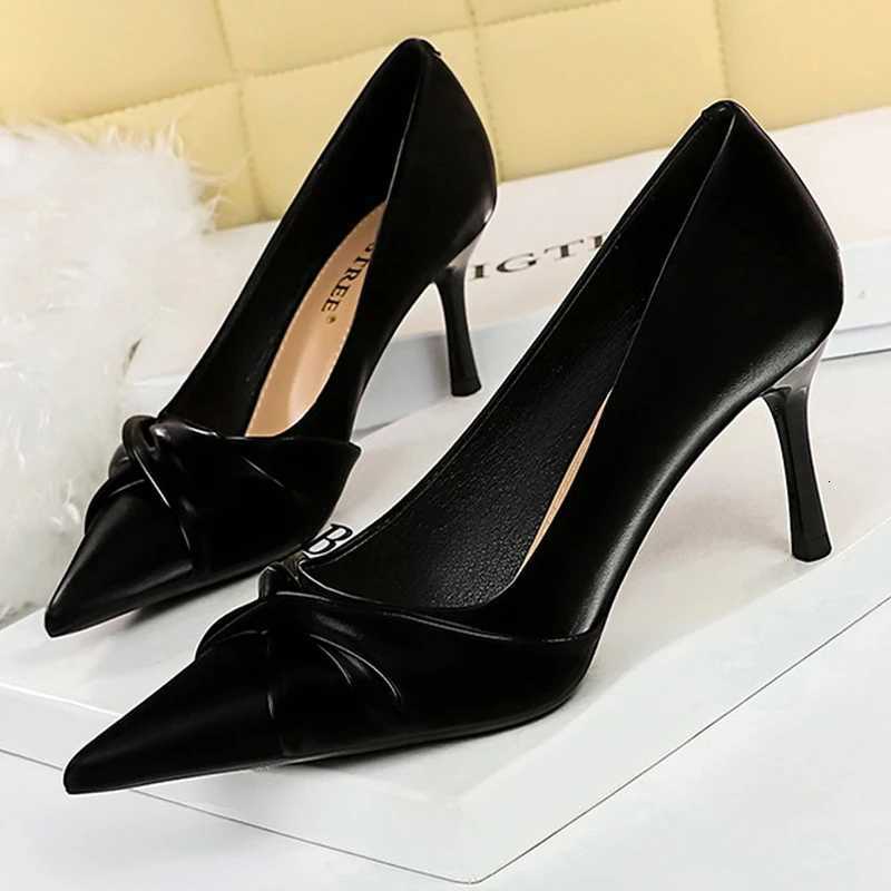 BIGTREE Shoes Fi Kitten Heels Women Pumps Pointed Bowknot Stiletto High Heels Women Shoes Sexy Party Shoes Plus Size 3443XJ251027