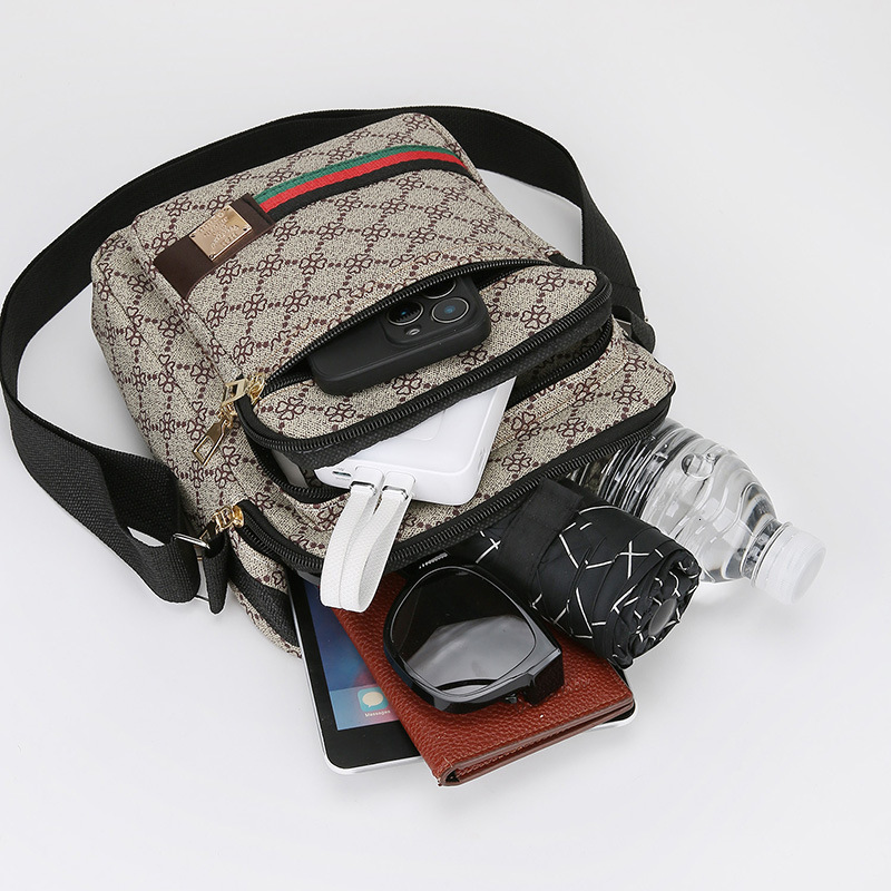 Designer luxury Fashionable Printed Men's Single Shoulder Bag, Light Luxury Texture, Versatile Commuter Handbag, Multi-layer Casual Simple Crossb