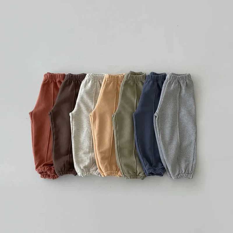 Korean Kids Jogger Pants Autumn Unisex Baby Cotton Casual Trousers Solid Color Loose Fit 14YT251027