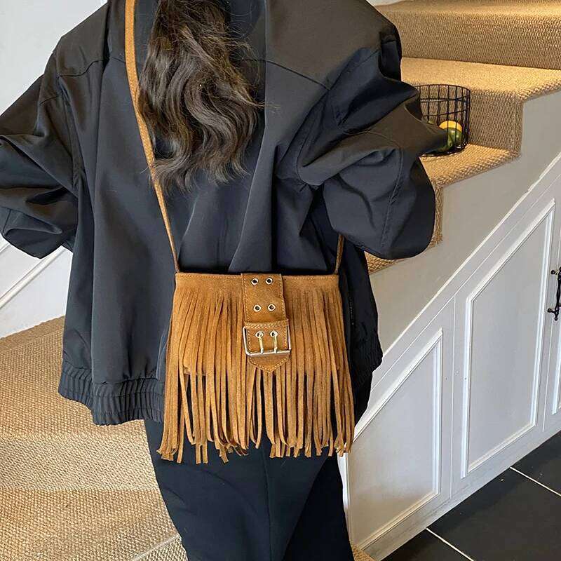Designer Luxury Long Tassel Womes Designer Bag Suede Small Pocket Classic Retro Shoulder Crossbody Purse For Girls Torebki