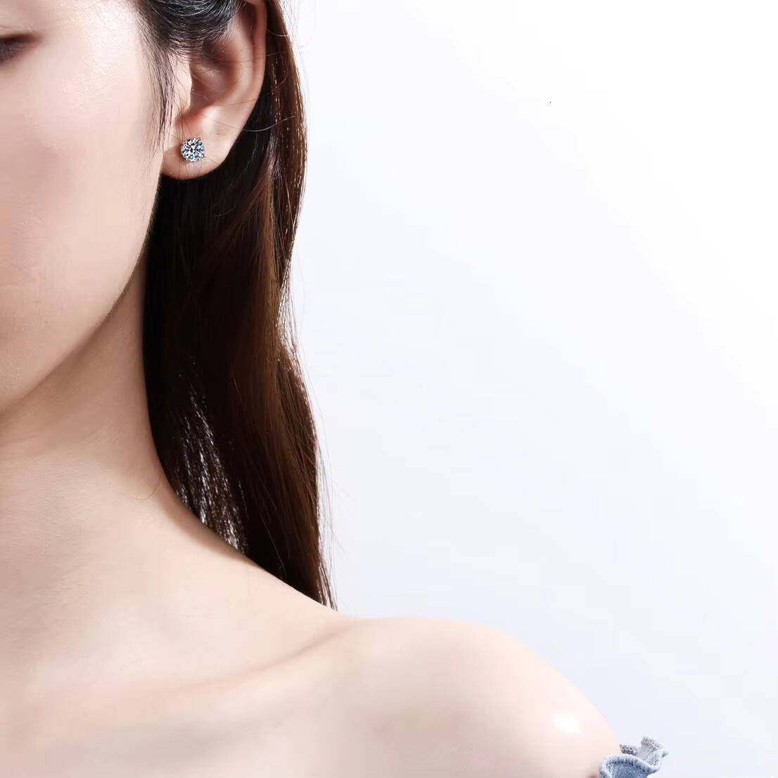 Four Claw Diamond Earrings Set Tester Pass S925 Silver Moissanite Stud Earrings Certified Jewelry for Men and Women