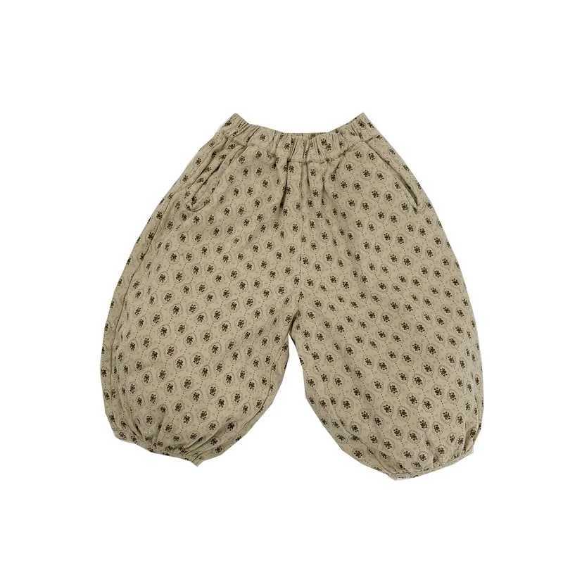 Girls Pants 2025 Autumn New Collection Forest Style Small Floral Lantern Pants with Drawstring Cuffs Stylish PantsT251027