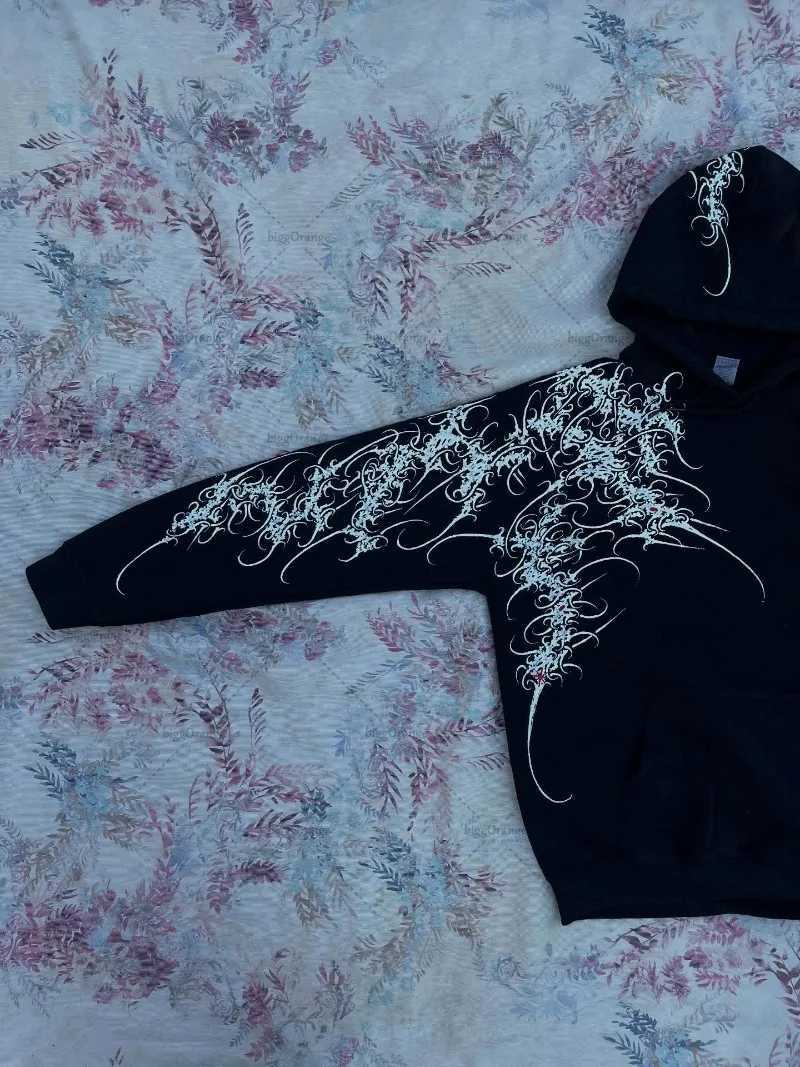 American Gothic Harajuku Striped Print Oversized Sweatshirt Men Y2K Casual Hiphop Retro Streetwear Vintage Loose Hoodie Women W251027