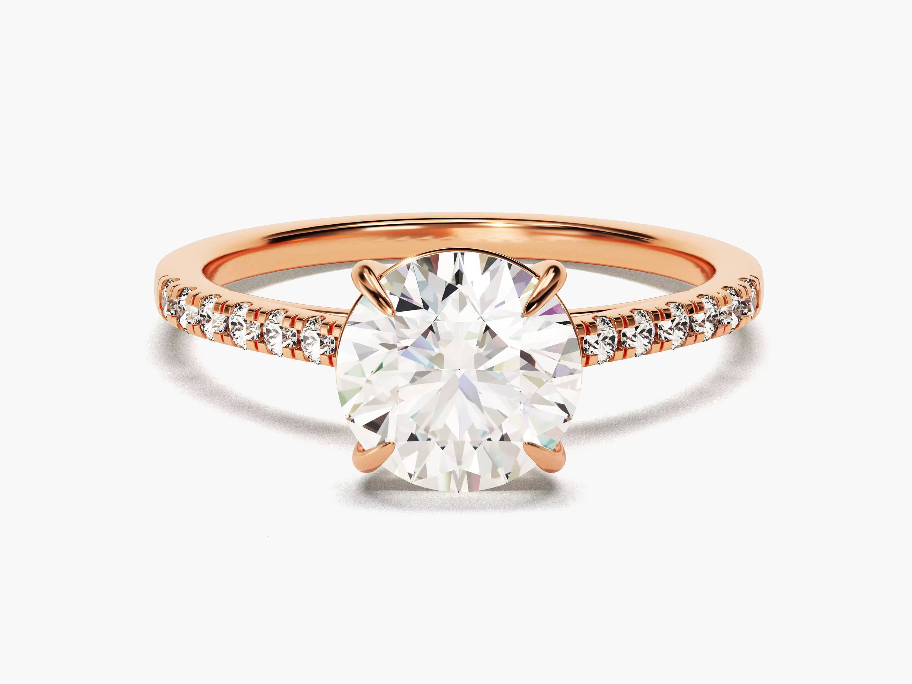 Round Cut Engagement Diamond Ring 14k 18K Solid Gold Simple Solitaire Diamond Ring Bridal Promise Ring