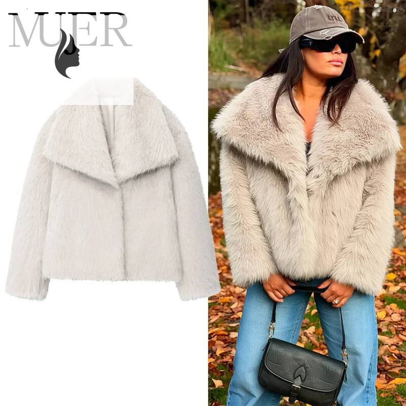 winter jacket women MUJER Faux Fur Coat Plush Fluffy Women's Jacket Woman Autumn Winter New in Outerwears White Red Gray Black Blends Coats