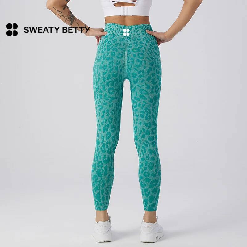 winter jacket women Sweaty Betty Women's Peach Fiess Leopard Pattern Nine Cent Running Tights Hip Lifting Exercise Seamless Yoga Pants