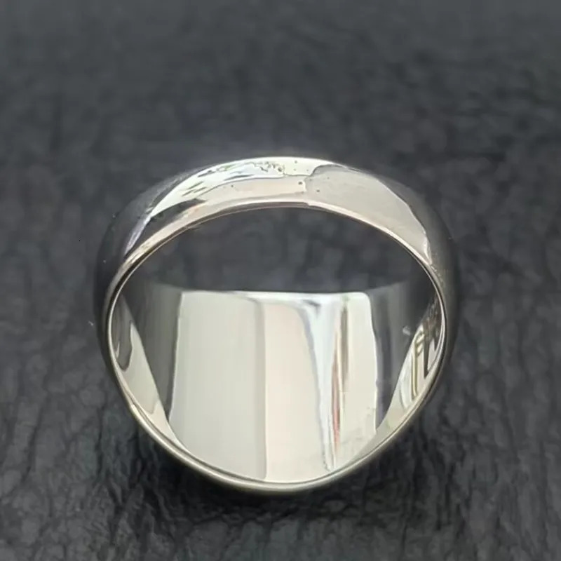 Genuine S925 Sterling Silver Ring for Men Women Fashion Round Black Cystal Glue Pure Argentum Simple Punk Jewelry 251023