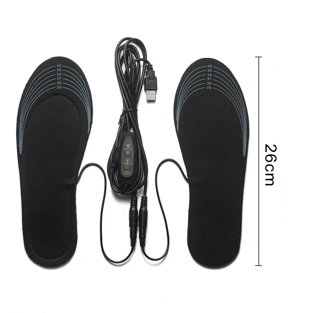 1 Pair Outdoor Winter Electric Heated Insoles Temperature Control Cuttable Reusable USB Heating Insoles Foot Warmer for Adults251020