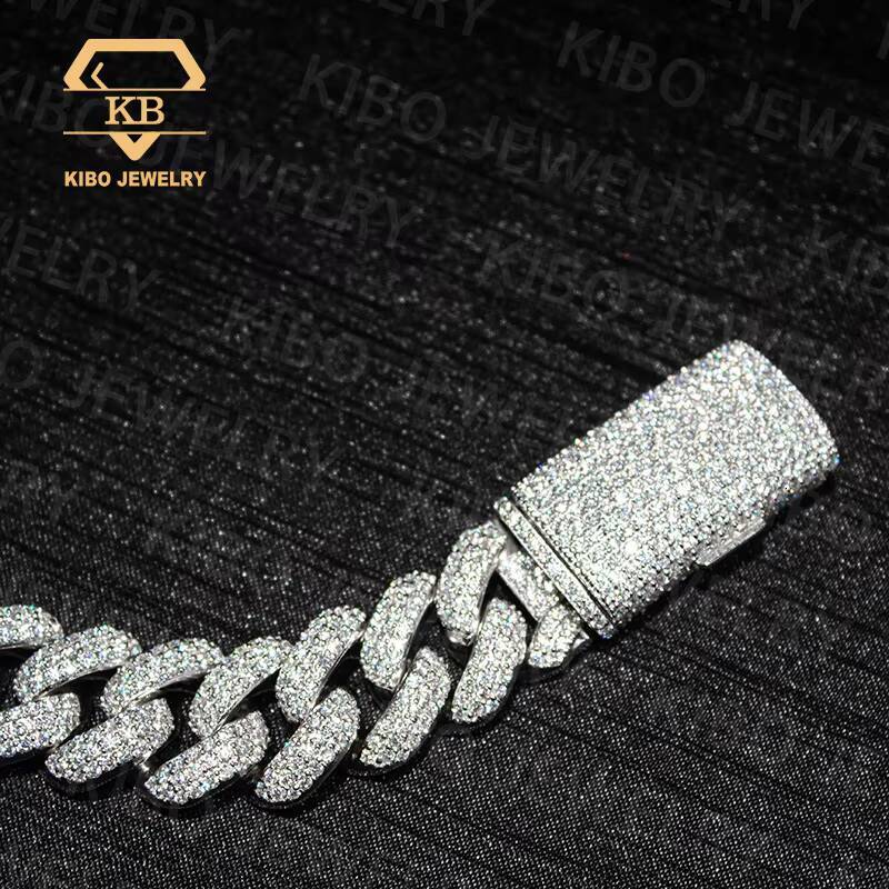 925 Silver Mossanite 20MM Cuban Bracelet VVS1 LAB Grown Moissanite Diamond Iced Out Cuban Link Chain