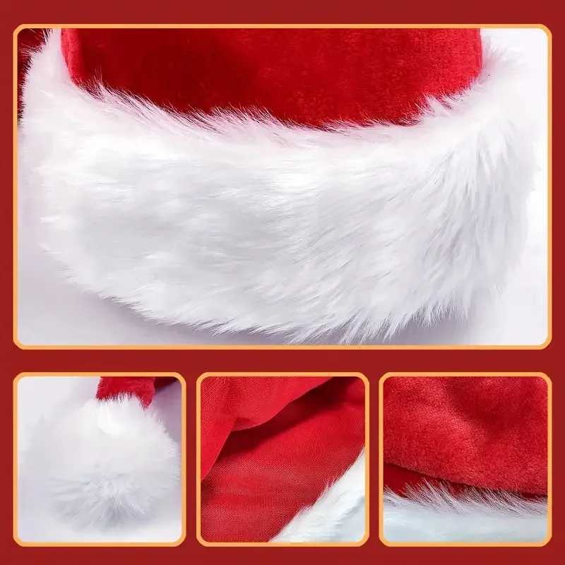 Long Plush Christmas Hat Red Thickened Velvet Santa Hats Adult Children New YearS Party Decorative Home Holiday SuppliesW251027