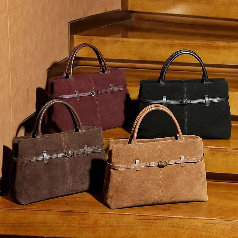 Hifashion Suede Cow Genuine Leather Bucket Shoulder Crossbody Bags For Women 2025 Designer Tote Underarm Ladies Handbags