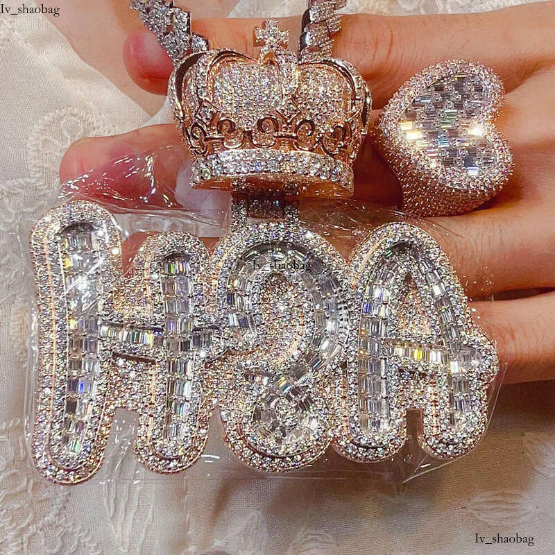 Hip Hop Fine Jewelry Dia Charm Vvs Moissanite Necklace Iced Out Chain with Custom Pendant for Men aaa