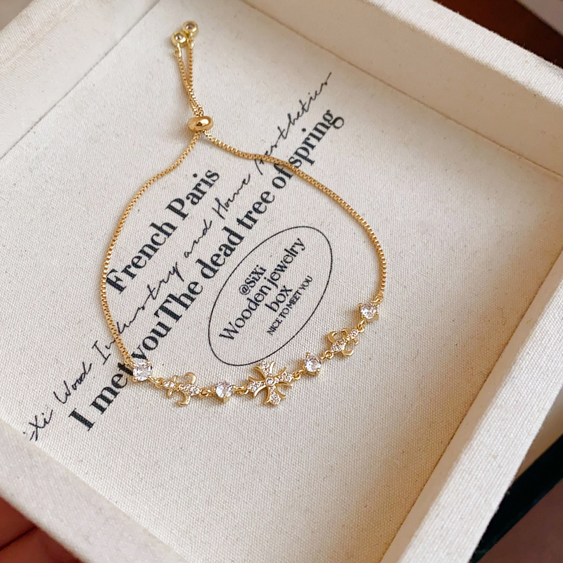 High-Value Minimalist Cross Bracelet Light Niche Exquisite High-End Feel Adjustable Pull Chain Women's Jewelry Z260313