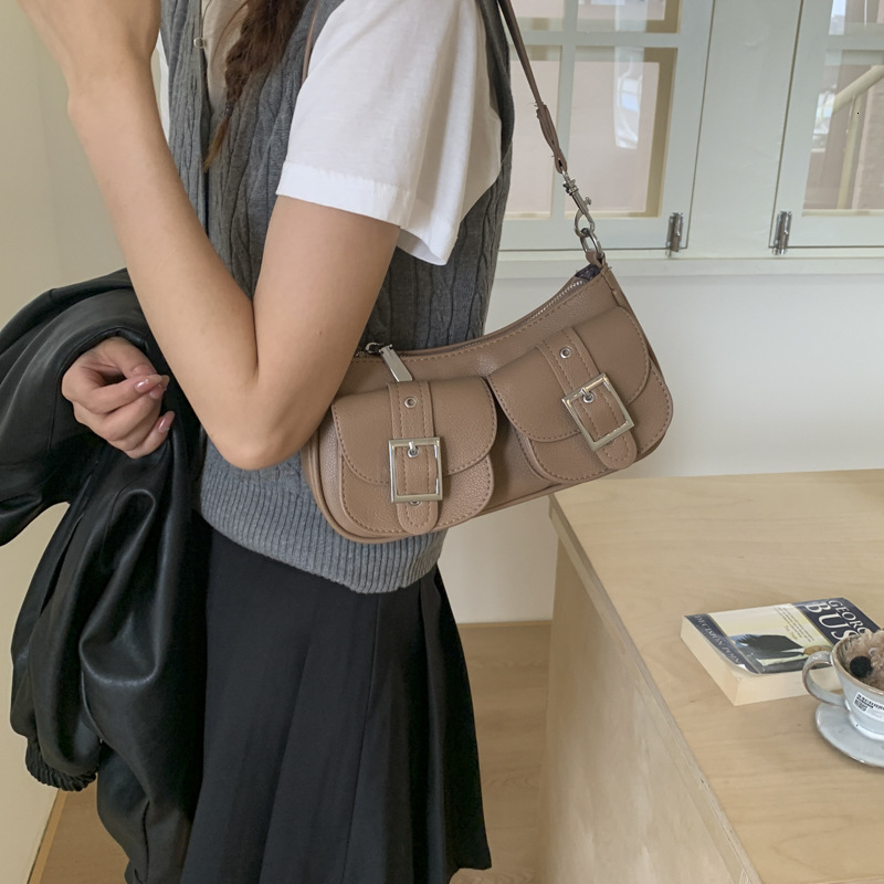 Free shipping designer bag Korean Style Niche Fashion Trend Underarm Bag Autumn New Multi-Pocket Baguette Motorcycle Bag Single Shoulder for Women