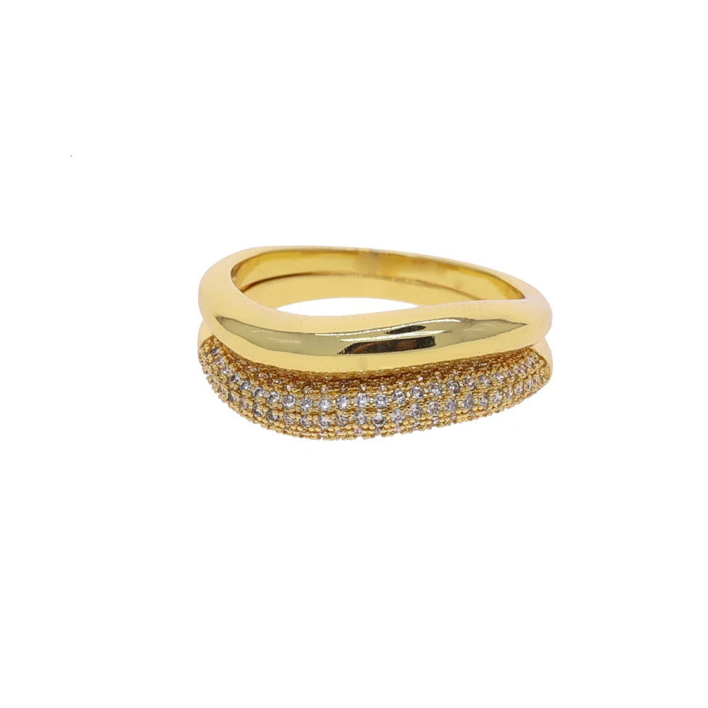Gold Color Micro Pave Cubic Zirconia Drop CZ finger rings Wedding Accessories Fashion Multi Layer Dome Jewelry for Women 251023 - view 5