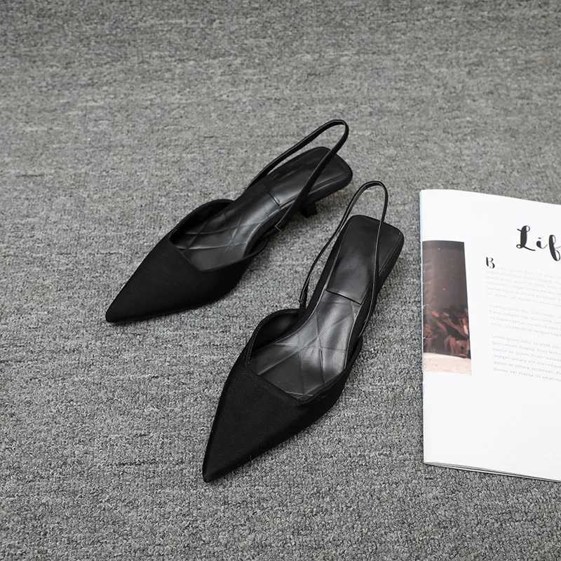 Summer new womens shoes thin heel high heel pointed back empty flat bottom word with temperament sandals womenXJ251027