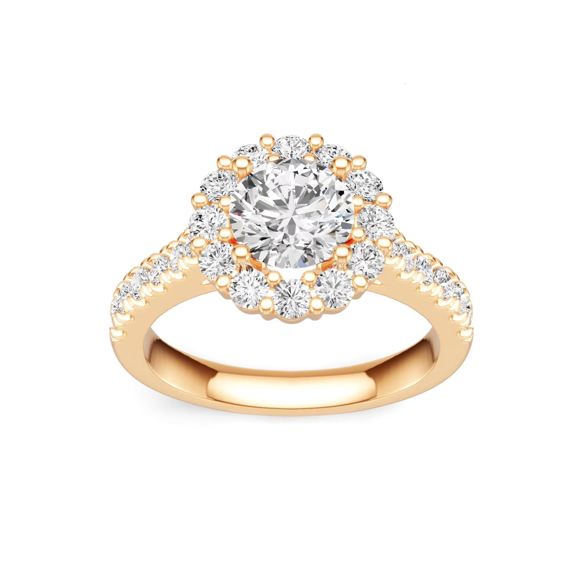 Romantic Diamond Ring Sparkling Moissanite Stone with Accent Moissanite Jewelry Elegant 925 Silver Wedding Moissanite Ring