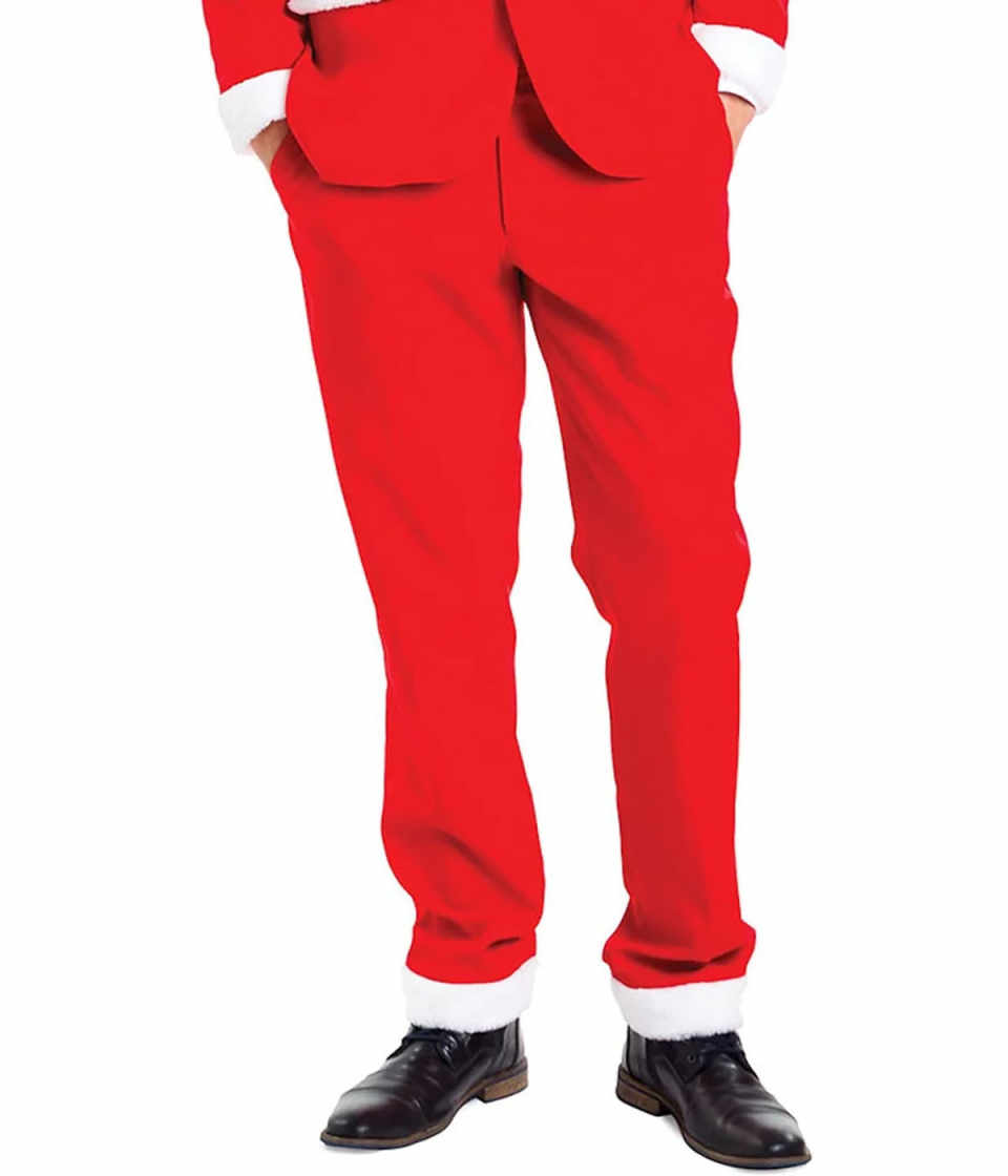 Merry Christmas Set Red and White Single Breasted Men Suit Two Pieces(Jacket+Pants) Outfits Casual Party Prom Clothing