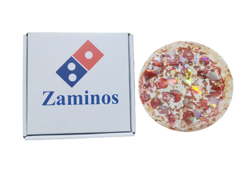 custom print pizza style box and bag wholesale holographic zipper pack baggies UV spot embossed printting boxes stickers