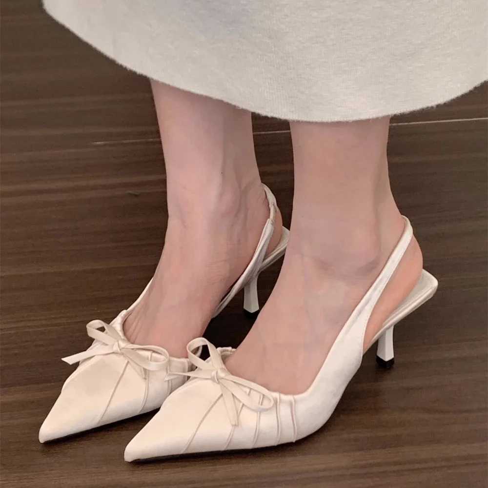 Summer New Fi After The Ring Belt Sexy Banquet Bow Womens Shoes Pointy Comfortable Solid Color Elegant High Heel SandalsXJ251027