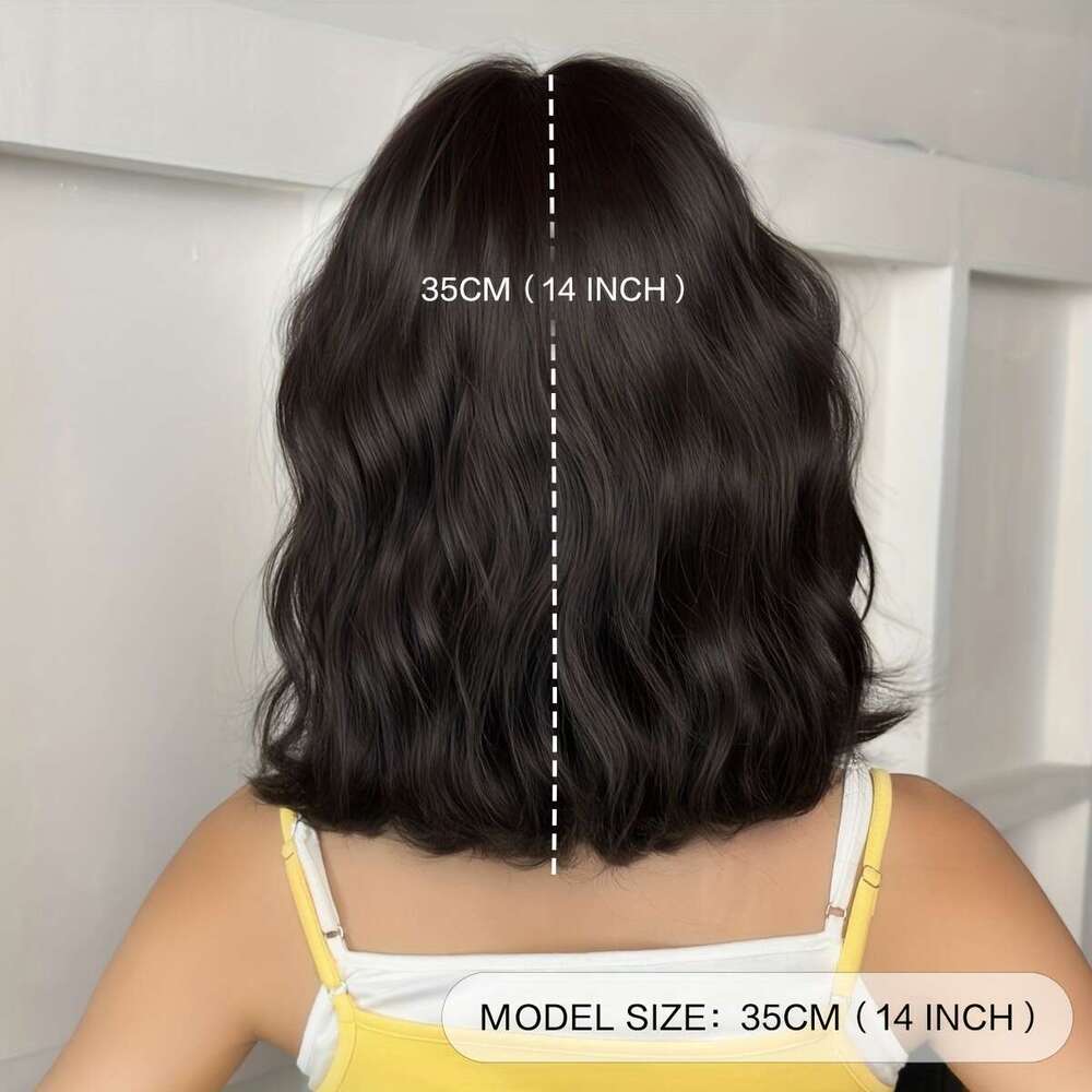 7Jhh WIGS Women's Bob With Bangs - High-Density Loose Wave Gradient Black To Siery White, Heat-Resistant Synthetic Daily Party Use, 14 Inch Rose 