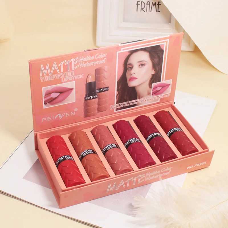 Matte Lipstick Set 6 Colors Velvet Smooth Nude Lip Stick Long Lasting Moisturizing and Waterproof NonStick Cosmetic Gifts W251027