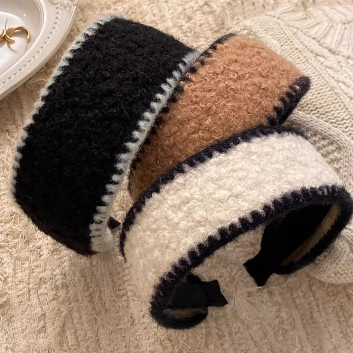 Fashion Wide Curly Plush Hair Hoop Hair Bands for Women Girls French Style Fleece Headbands Hairband Hair Accessories Headwear 251023