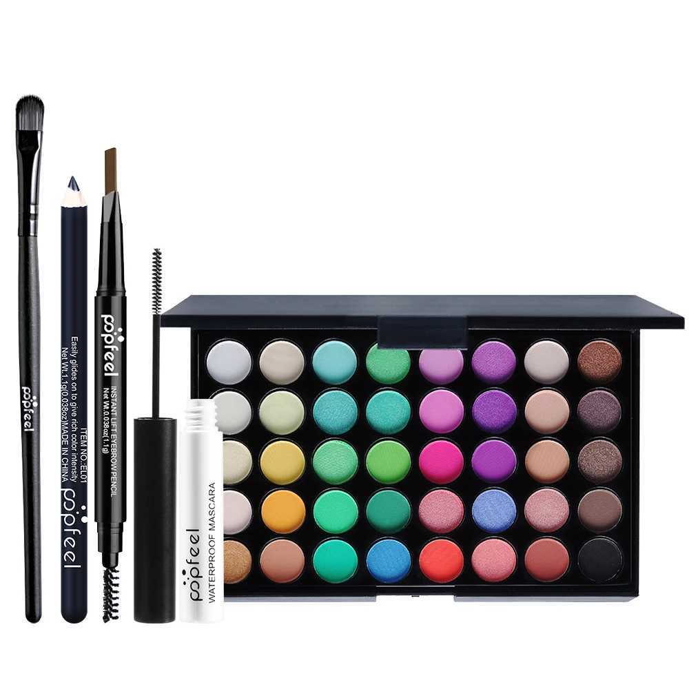 POPFEEL Essential Eye Makeup Set40 Color Eyeshadow Palette Mascara Eyebrow Pencil Eyelinerand Eyeshadow Brush for EverydayXJ251027