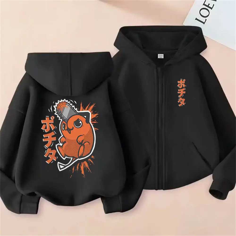 Anime Chainsaw Man Washed Retro Zipper Hoodie Cartoon Denji Pochita Funny Graphic Zip Up Jacket Men Women Manga Oversized Coat W251027
